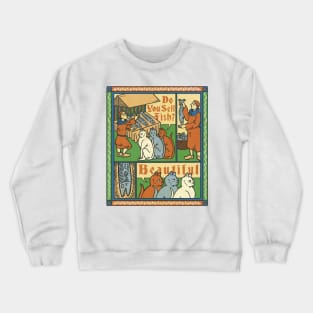 Medieval engraving art cats Crewneck Sweatshirt